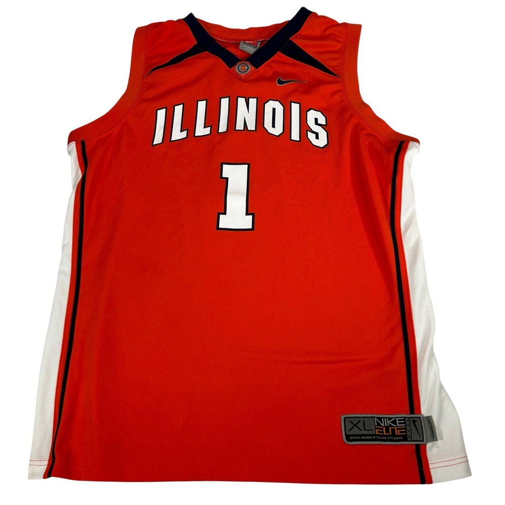 Nike Elite Team Illinois Fighting Illini Basketball Jersey Mens XL Orange #1